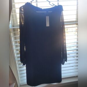 Ann Taylor Black Long Sleeve Bow Dress